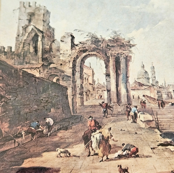 Vintage Academy Arts Roman Ruins Print Framed Matted 16.5x13.5 in - Picture 2 of 7